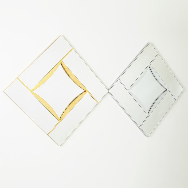 Gold Leaf Rectangular Diamond Shape Wall Mirror