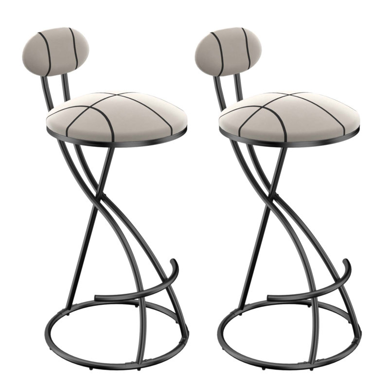 Upholstered Bar Stools Set Of 2 Striped Counter Height Modern Velvet Dining Chairs For Kitchen Island And Living Room, Black