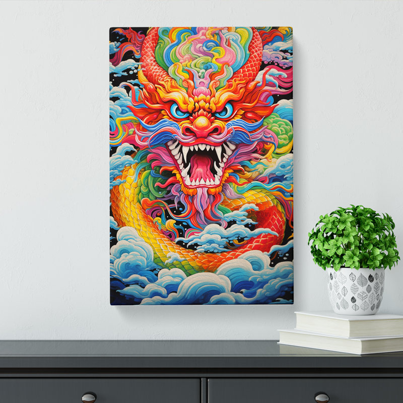 Chinese Dragon Colour Field No.2 - No Frame Print, 60cm H x 40cm W x 3cm D