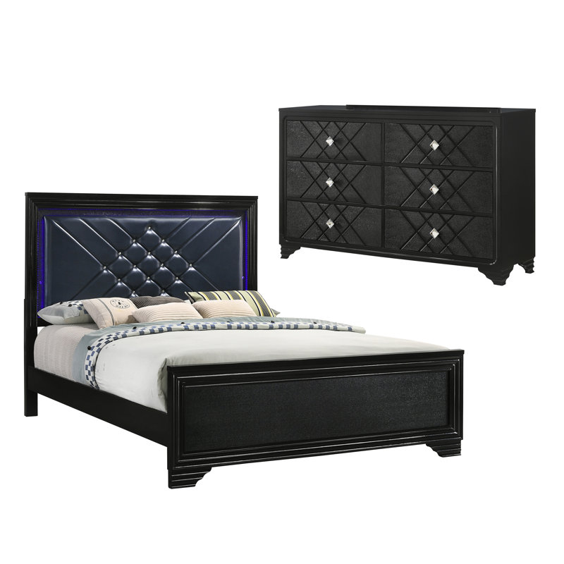 Ensemble de chambre à coucher 2 pièces avec commode Mosalena, Très grand
