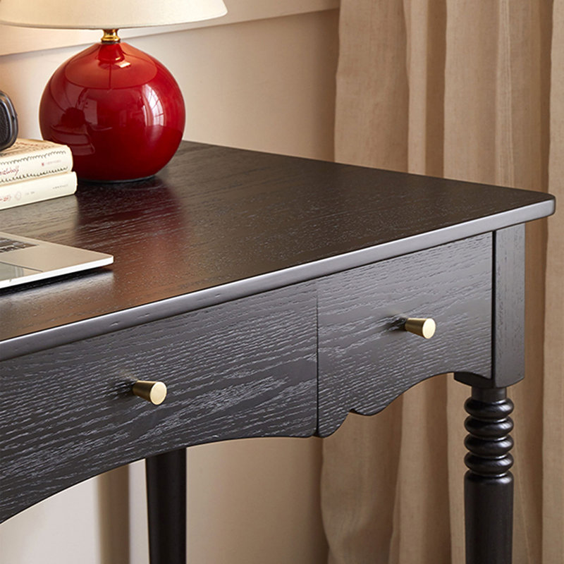 Bureau simple en chêne rouge massif noir