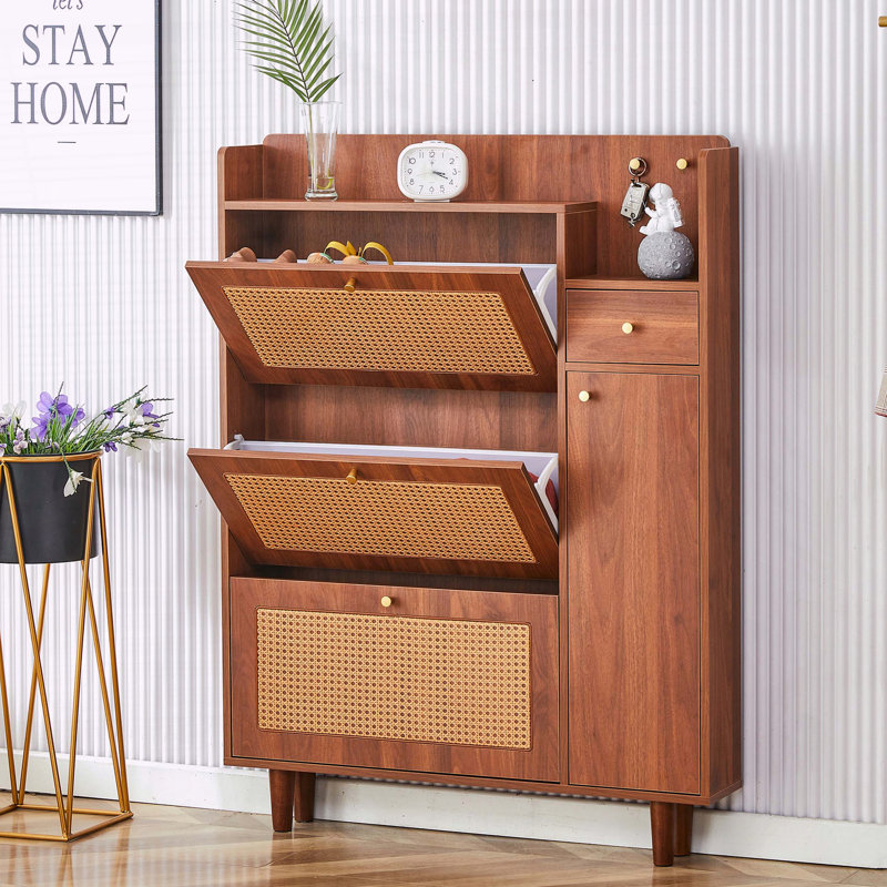 Armoire à chaussures moderne en MDF minimaliste avec pieds en métal