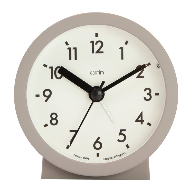 Acctim Gaby Small Analogue Contemporary Beside Alarm Clock, Mocha