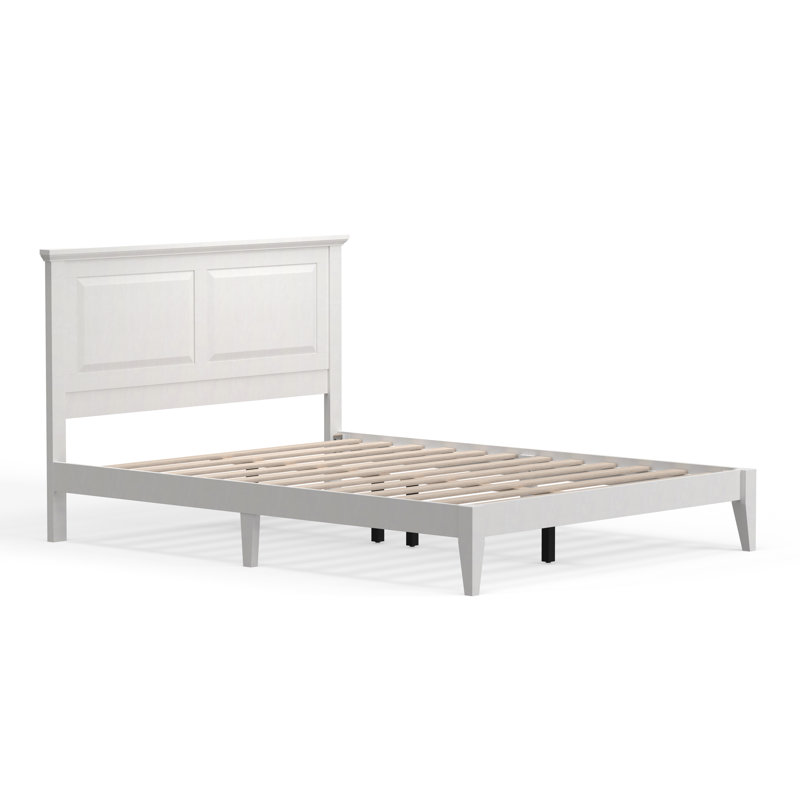 Markovich Solid Wood Platform Bed, White, Queen