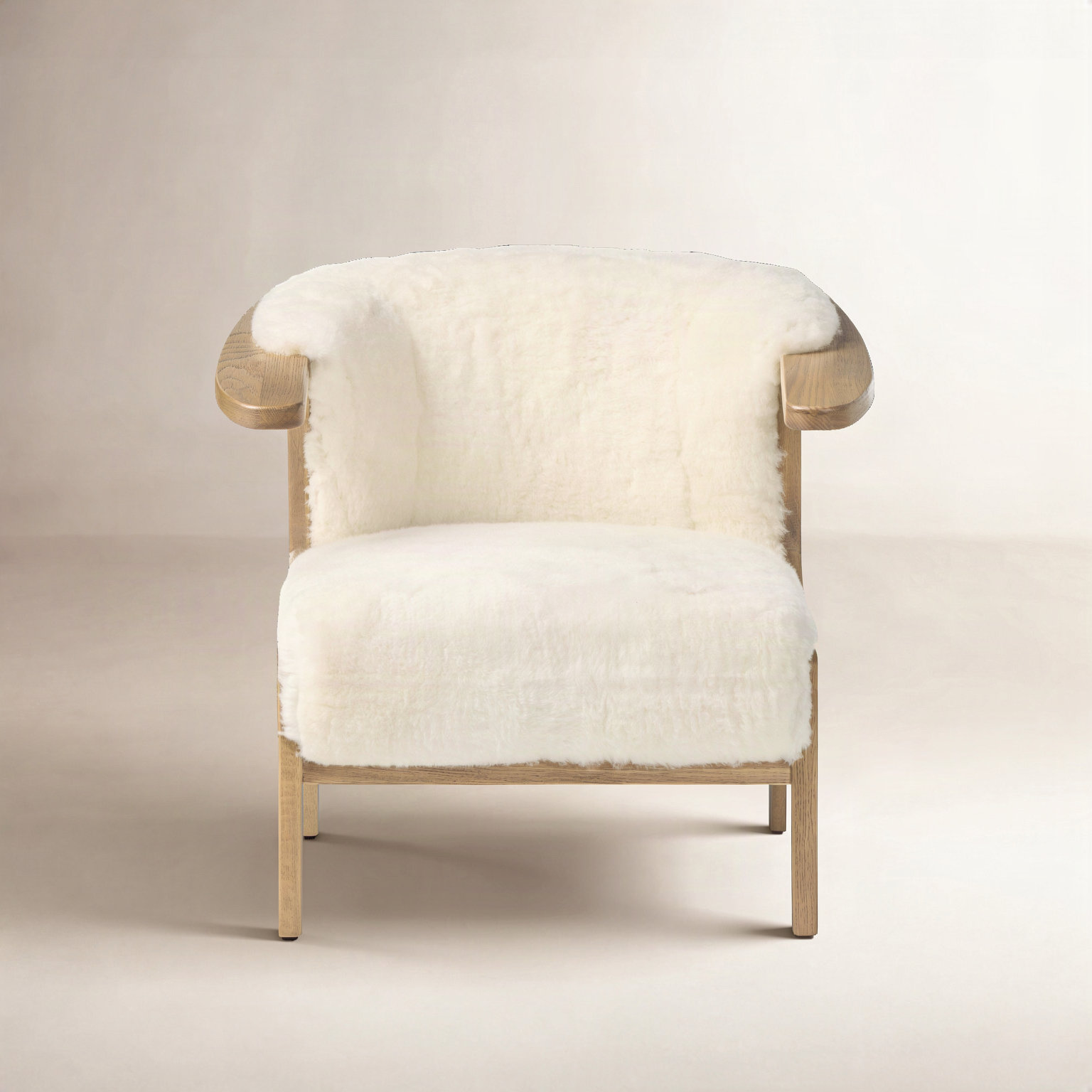 Oak Armchair, Cream Shearling, Aged Smoked Oak