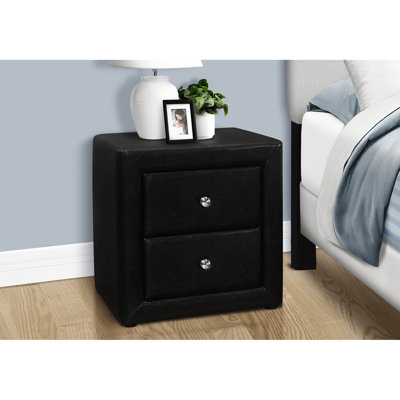 Table de chevet de chambre à coucher avec rangement, revêtue de similicuir noir, transitionnelle, l 20,5 po x P 15,89 po H 20,51 po aspect cuir, 2 20,5 po 15,89 po H 20,51 po, conception transitionnelle