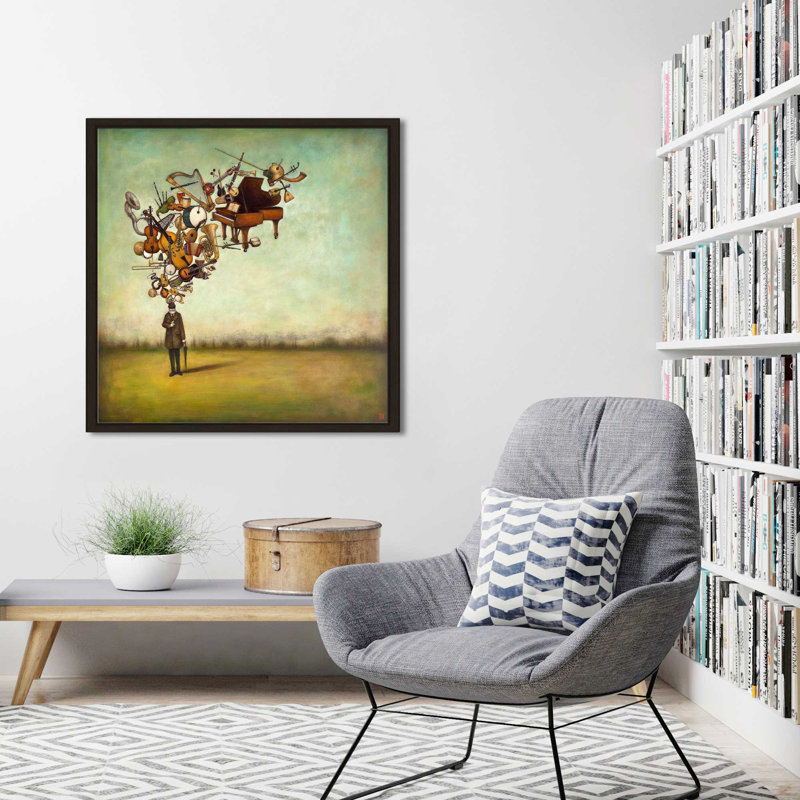 Thanks for the Melody par Duy Huynh - Peinture, Cadre flottant espresso, H 27,5 po x l 27,5 po x P 2 po