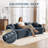 Boneless 112" Teddy Curved Loveseat Sofa with Pillows, Extended Length-2068412768