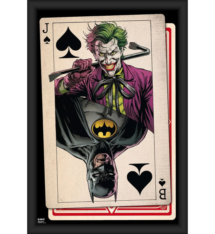 Joker - Affiche d'art encadrée carte à jouer - 24 x 36 pouces - Cadre en bois d'ingénierie avec verre plexi