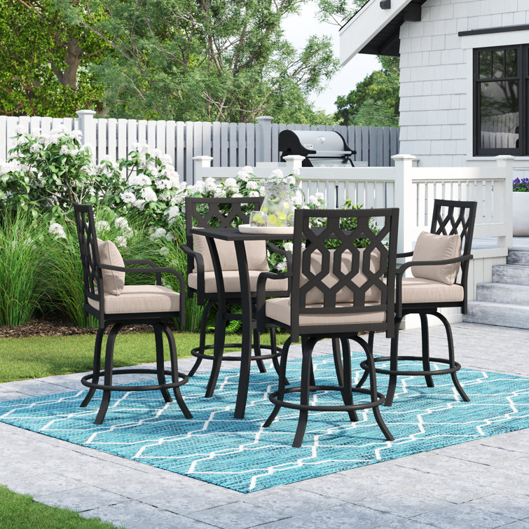 Square 4 - Person 32.7'' L Outdoor Standing Height Table Set with 29"W Stools