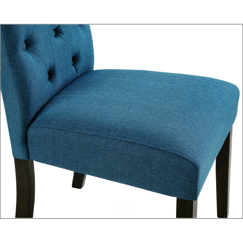 Solid Wood Tufted Asons Dining Chair, Blue