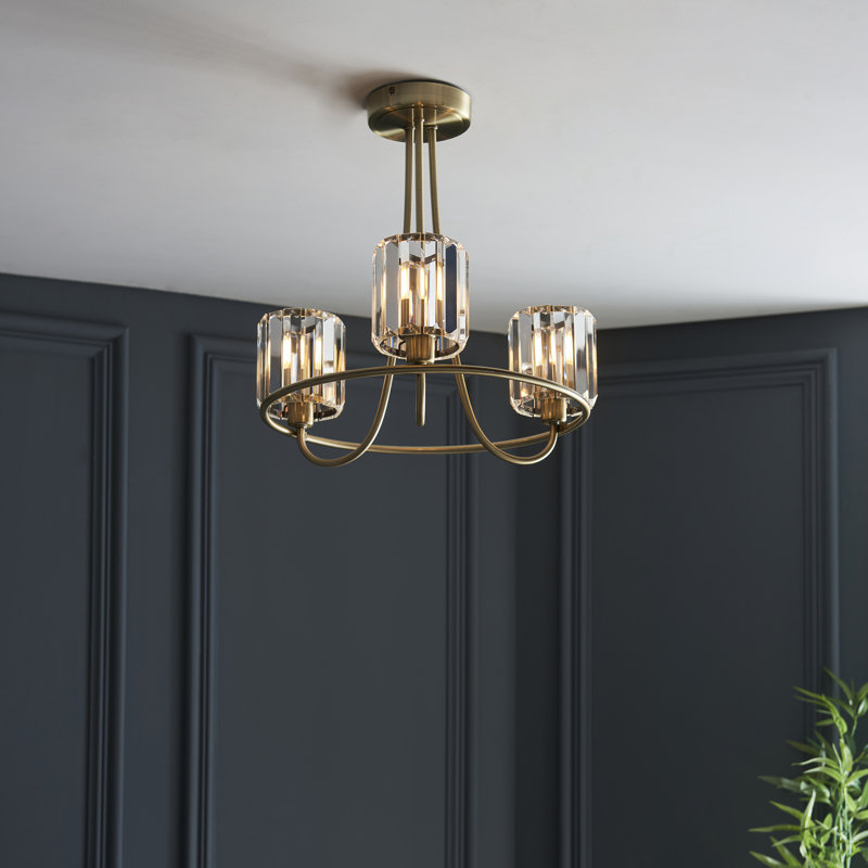 Ampelius Flush Mount, Antique Brass/Clear Glass