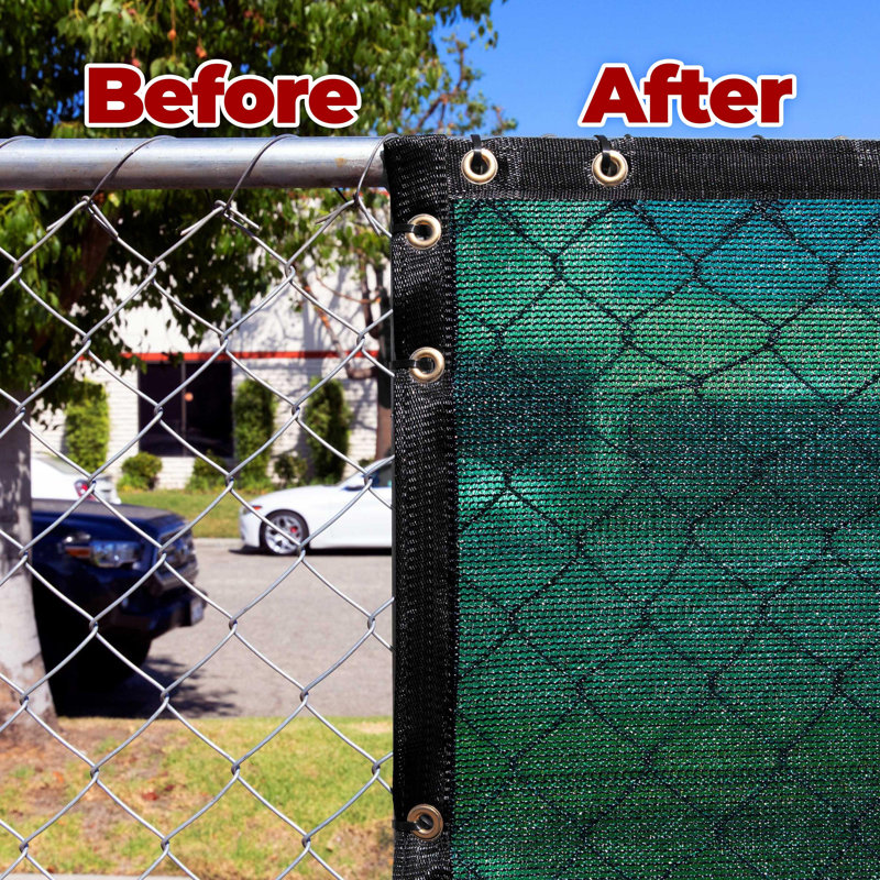 Amgo Plus Extra Heavy Duty Privacy Fence Screen 220 GSM with Reinforced Grommets, 4" H x 50" W x 0.1" D, Green