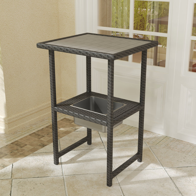 Solomie Rectangular Outdoor Bar Table, Grey