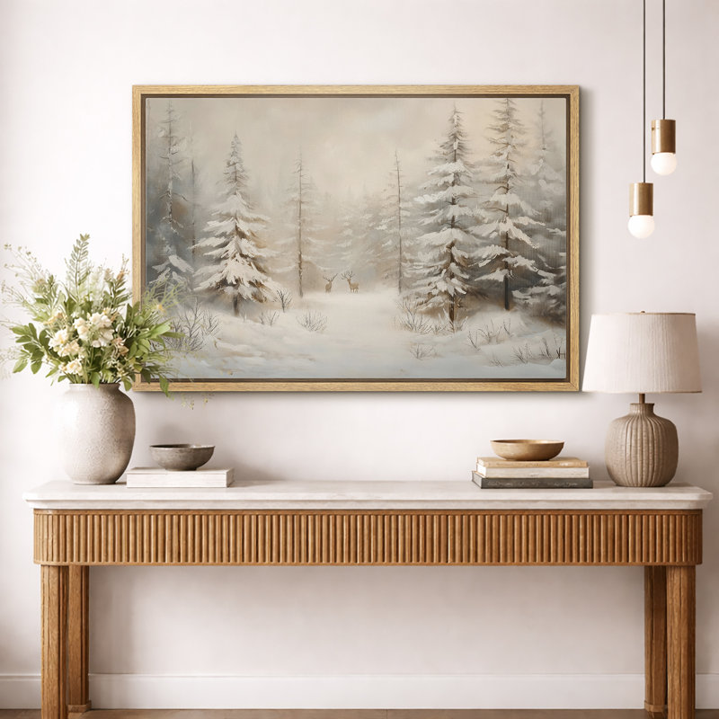 Vintage Winter Snow Forest Landscape Nature Country Winter Christmas Wall Pictures, Giclee Canvas Digital Print Wall Art