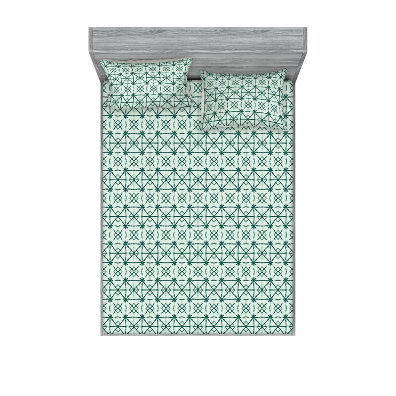Drap-housse et taie décorative Ambesonne à rayures X bleu sarcelle pâle et vert forêt