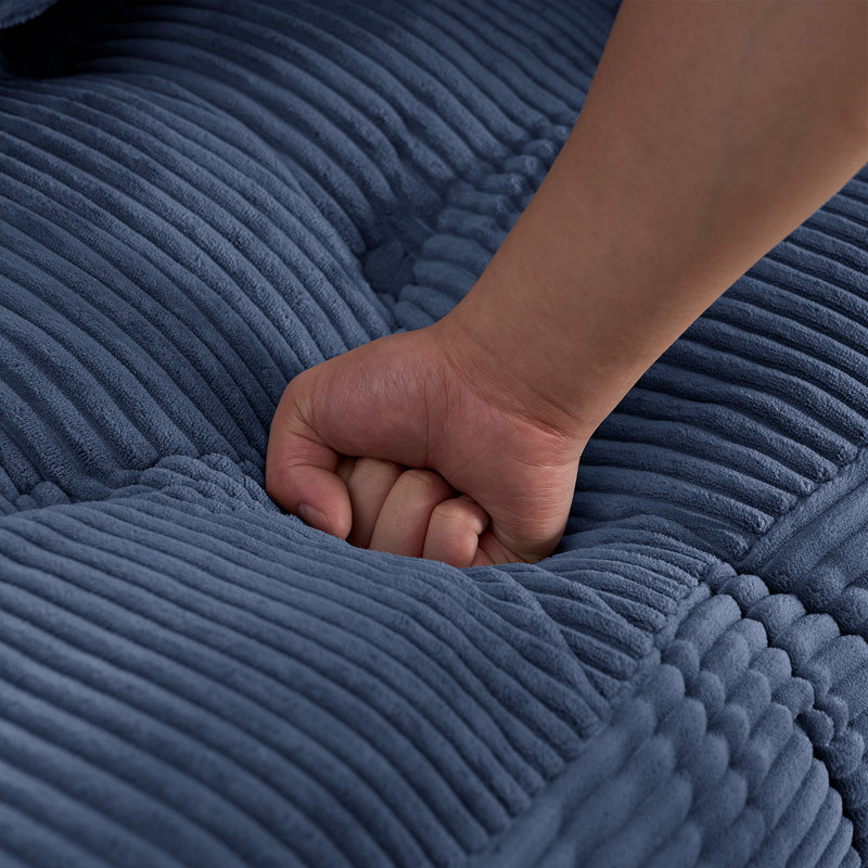 Canapé-lit pliant de 34 po - Chaise longue ergonomique avec coussins amovibles, Bleu très foncé