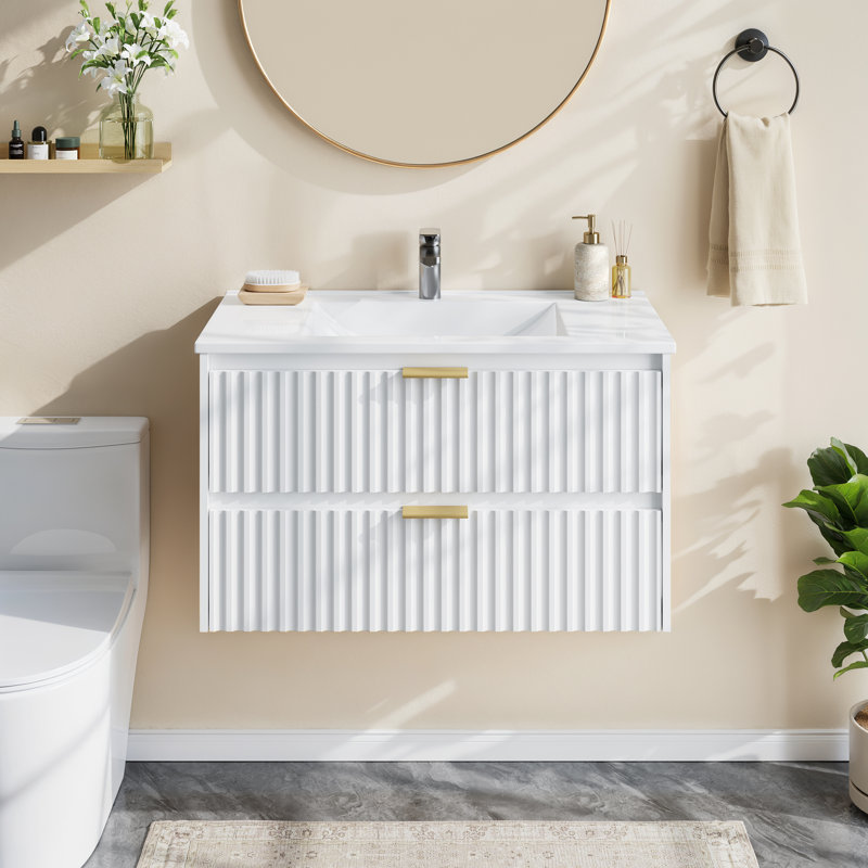 Meuble-lavabo flottant 36 po avec lavabo, 36 po, Blanc