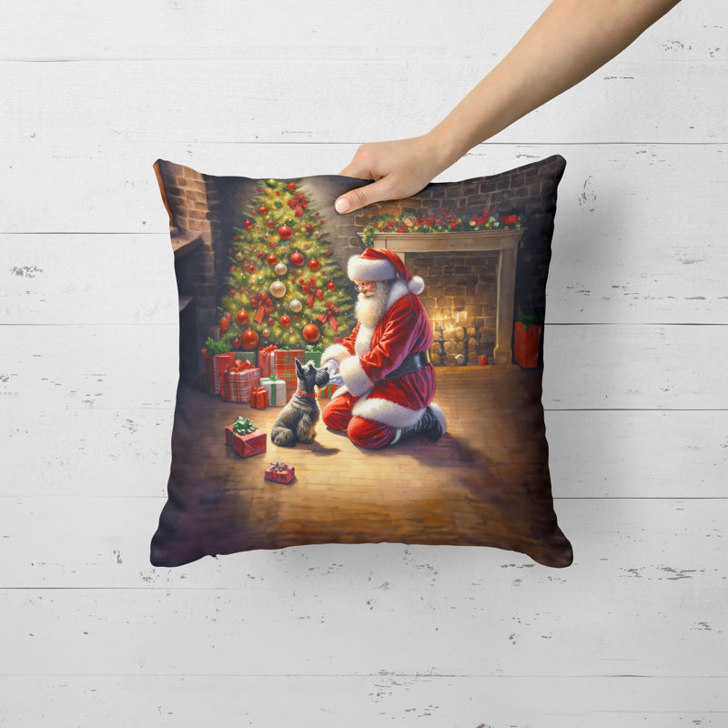 Coussin Scottish Terrier and Santa Claus, H 18 po x l 18 po