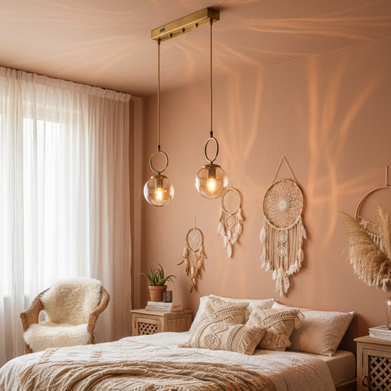 Luminaire suspendu pour îlot de cuisine 1 lumière Caldwell, Ambre