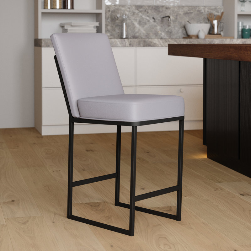 Tabouret rembourré Kelsey, Acier, Onyx sable, Tabouret de bar (siège d'une hauteur de 30 po)