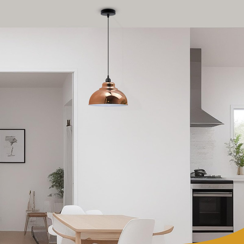 17cm H Metal Dome Lamp Shade, Rose Gold
