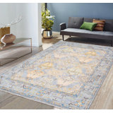 Oriental Area Rug in Light Blue