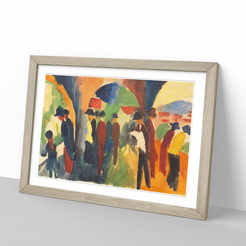 Crowd of People by August Macke - Picture Frame Painting, 48cm H x 65cm W x 2cm D, Oak Framed