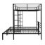 Lit superposé double au-dessus d'un lit double en métal avec barrière verticale, barrière, garde-corps à quatre côtés et tablette pour utilisation familiale, rangement triple noir