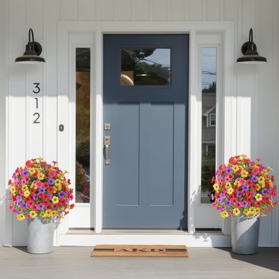 Lot de 2 topiaires de fleurs artificielles d'automne de 50 cm avec piquets de fixation au sol