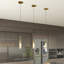 Luminaires suspendus, ensemble de 3 luminaires suspendus de style moderne avec abat-jour en verre transparent rayé