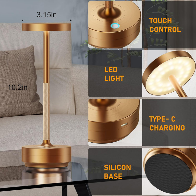 Rechargeable Cordless Led Table Lamp - 3 Colour Stepless Dimming, Memory Function, Ip54 Waterproof, 5000Mah Battery Operated Portable Light For Outdoor, Indoor, Camping, Restaurant, Patio