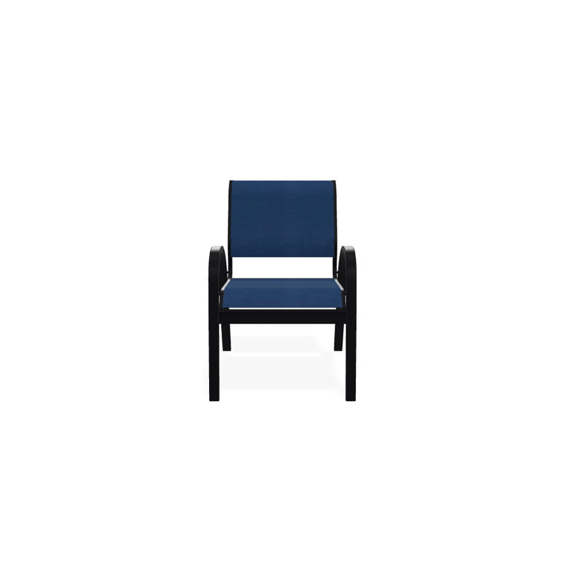 Chaise de patio empilable Hiraku, Cobalt 35D Sunbrella®, Noir texturé
