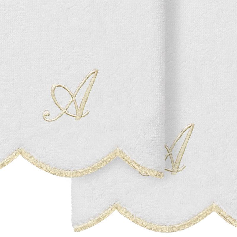  Ensemble de serviettes 100% coton turque ADORNIA, A, Blanc / beige, Ensemble de 2 serviettes à doigts
