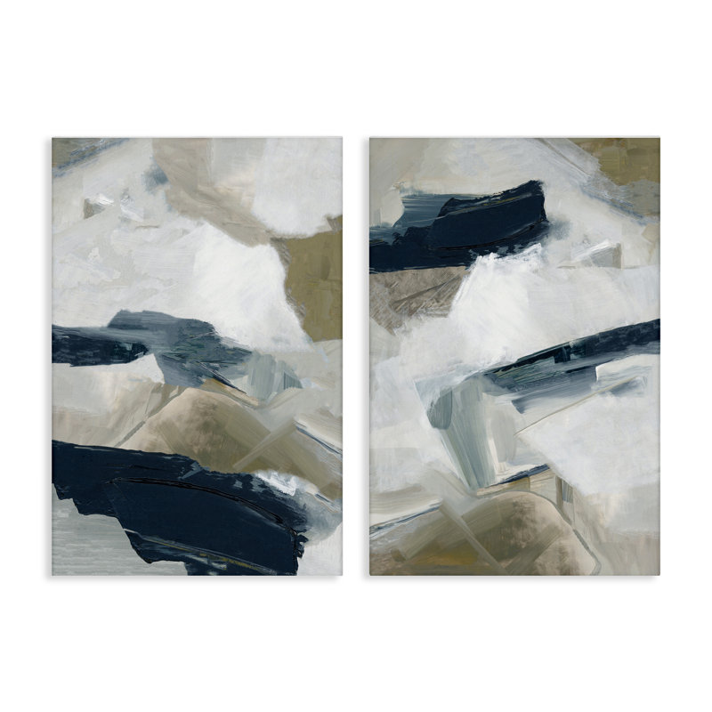 Ensemble de toiles 2 pièces Neutral Strokes Abstraction, design par Hannah Dawson, H 36 po x l 24 po