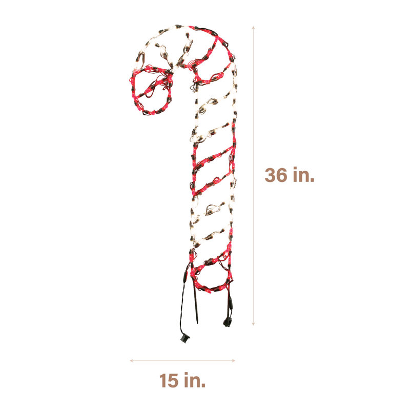 Giant Red and White LED Candy Cane Outdoor Light