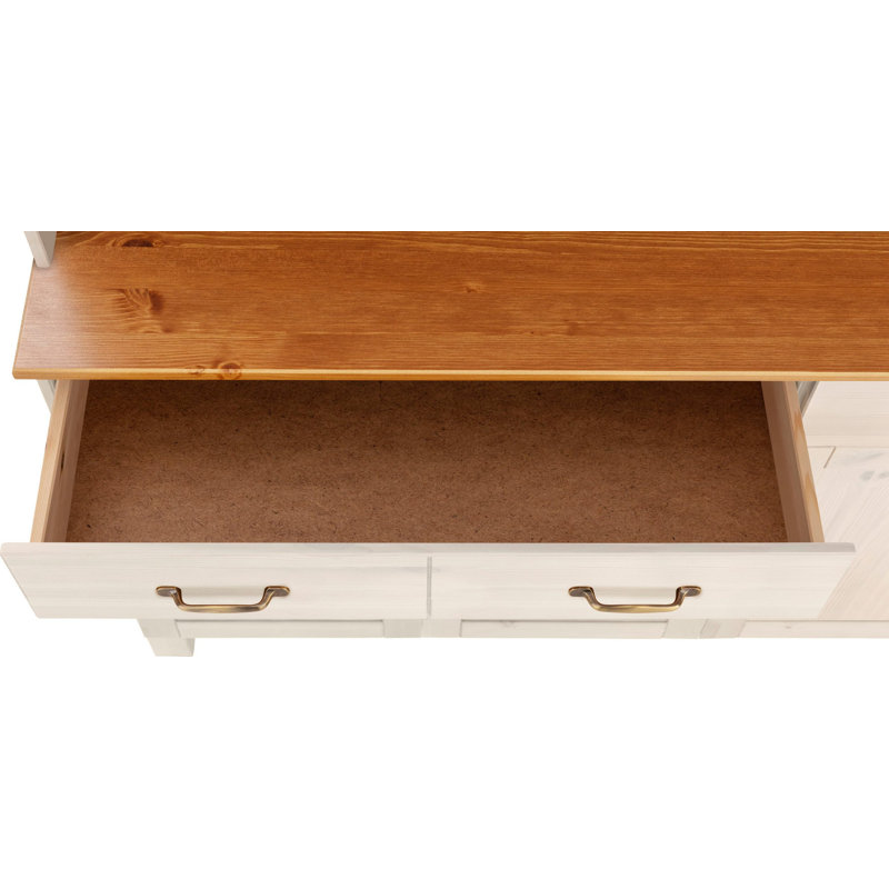 Martindale 125cm Solid Wood Sideboard, White/Honey