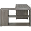 Bureau de coin en L à 3 tiroirs gris vieilli, cinq tablettes pour ranger les appareils électroniques, idéal pour la maison ou le bureau. Ce bureau gris avec tiroirs et étagères crée un espace de travail fonctionnel.