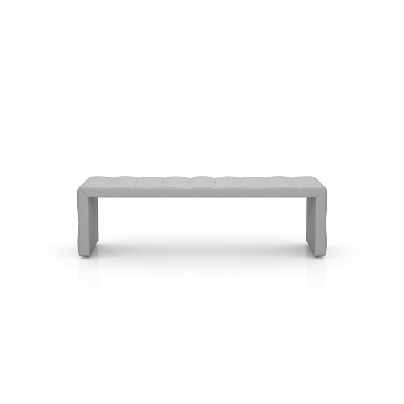 Vasili Genuine Leather Bench, Pearl Gray
