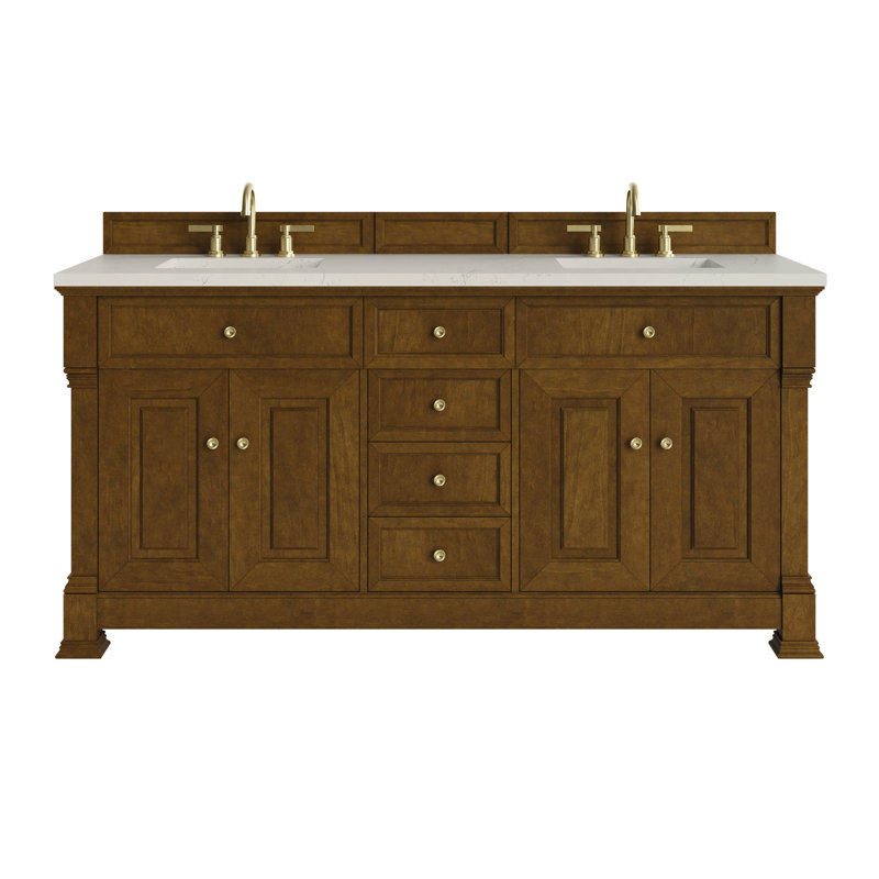 Meuble-lavabo double 72 po avec dessus Brookfield, Chêne miel, Siberian