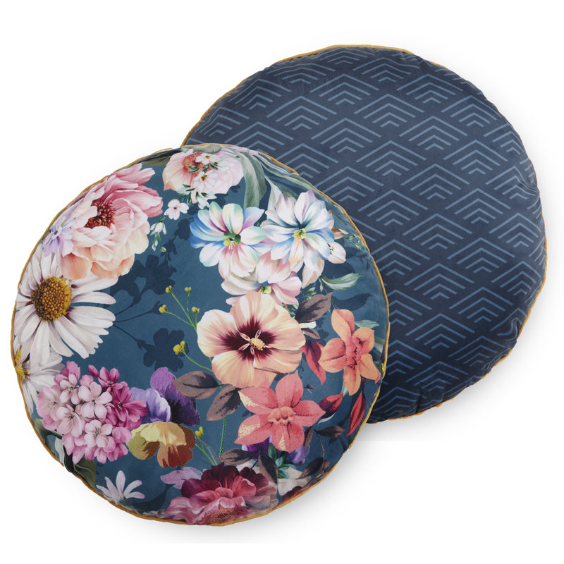 Novara Floral Circular Cushion, Petrol