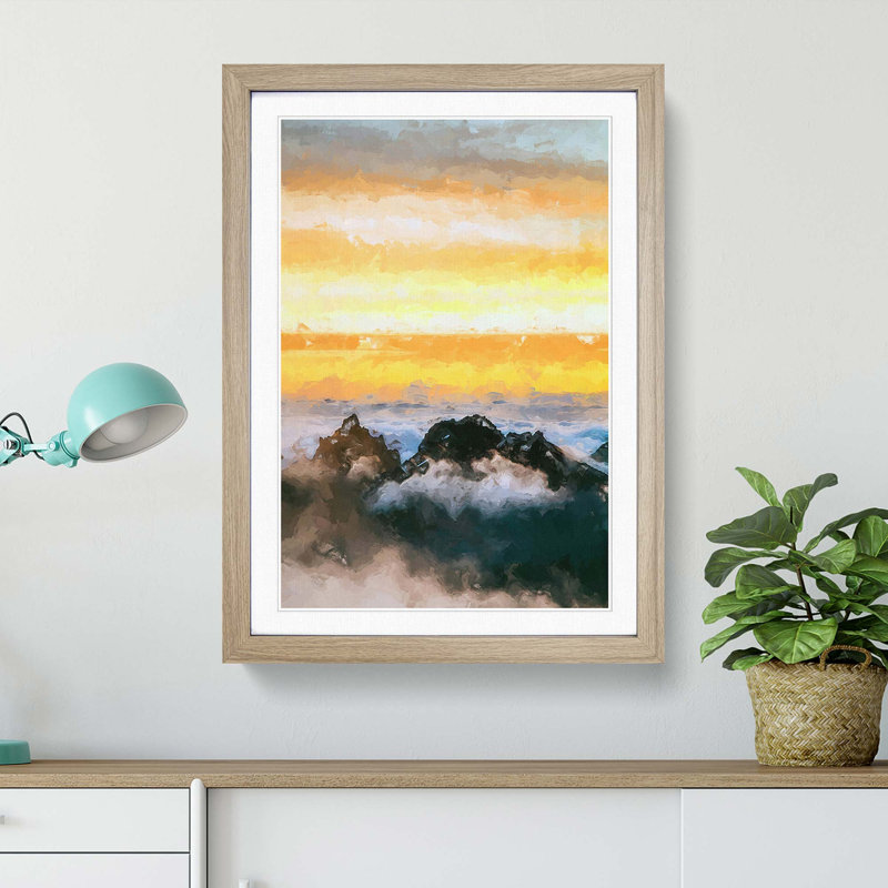 Mountain Peaks in Abstract - Framed Print, Oak Framed, 36cm H x 27cm W x 2cm D