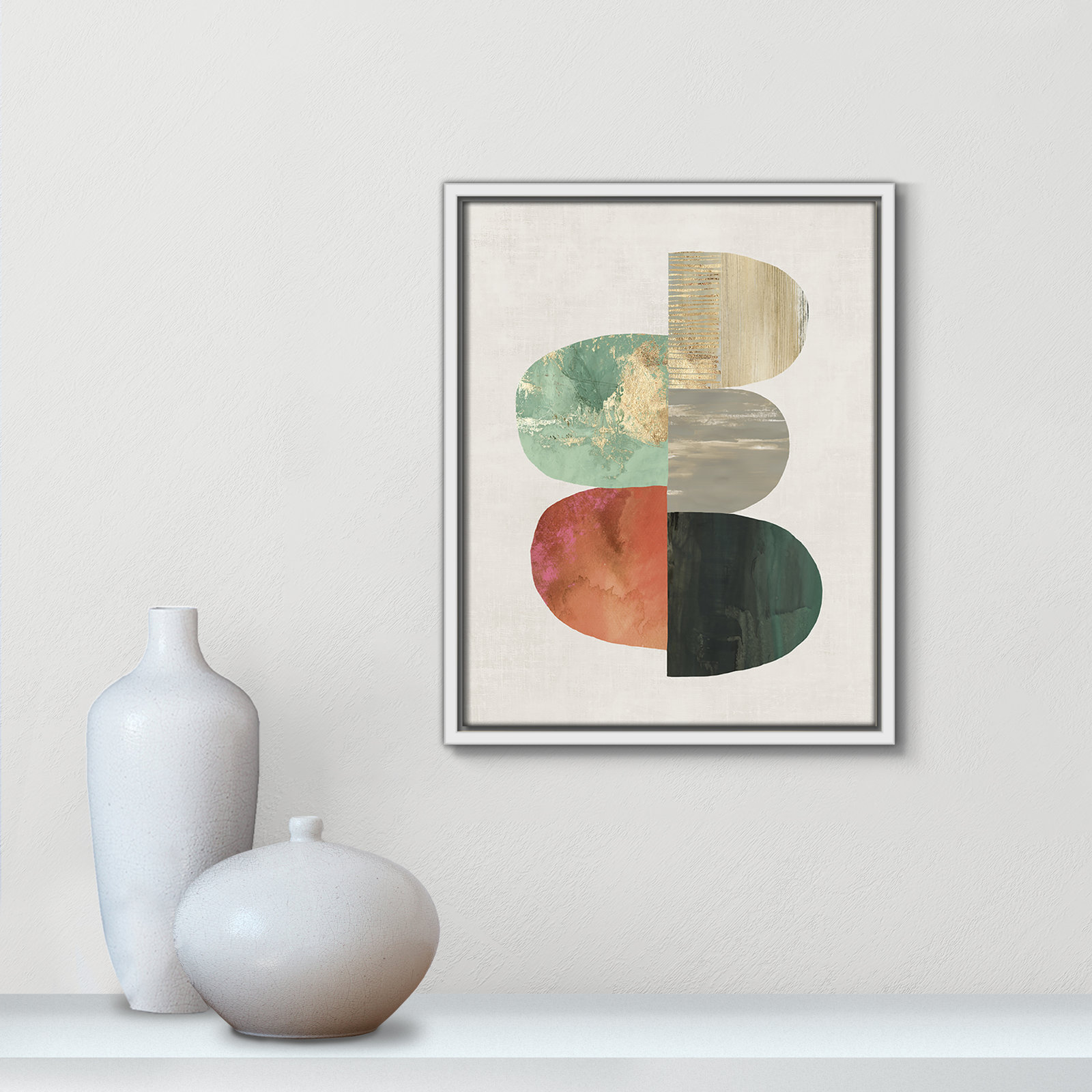 Evolving Energy I - Painting Print, Picture Framed Canvas, 15.5" H x 12.5" W, White