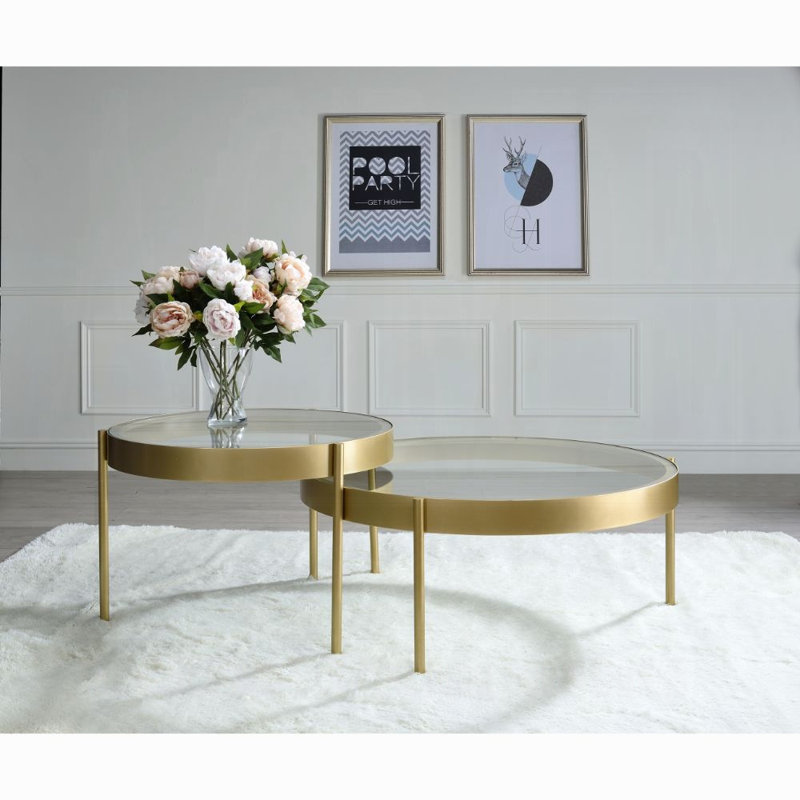 Aamenah Glass Top Nesting Coffee Table