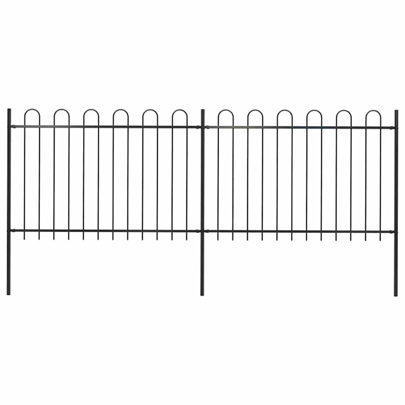 Verla Black Metal Fence Panels Included, 120cm H x 340cm W x 0.5cm D