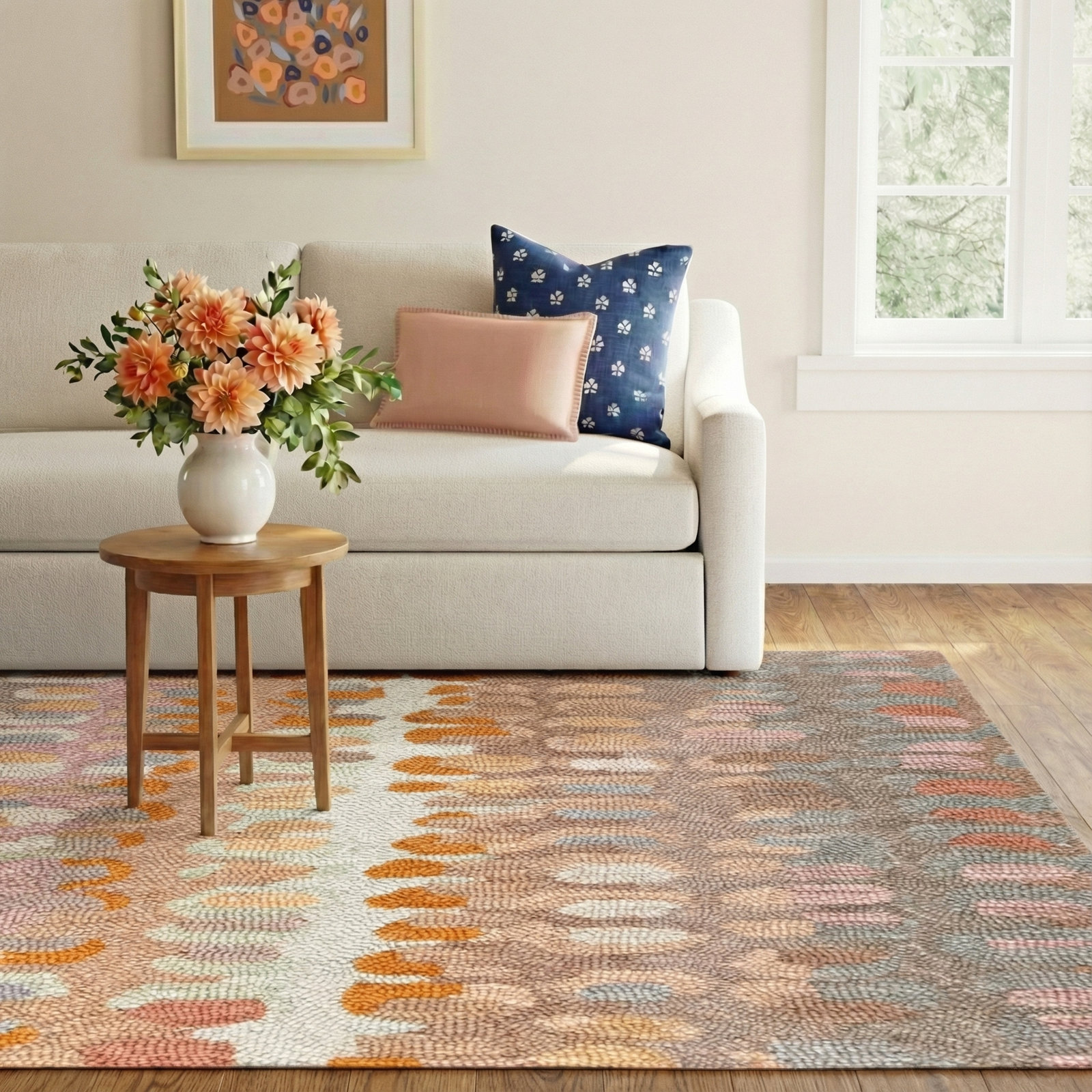 Paint Chip Handmade Wool Stone Rug, Rectangle 9'6" x 13'6"