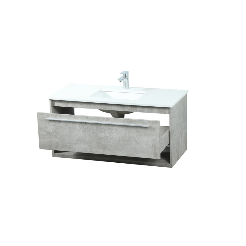 Roman 40'' Single Bathroom Vanity with Engineered Marble Top, Concrete Gray