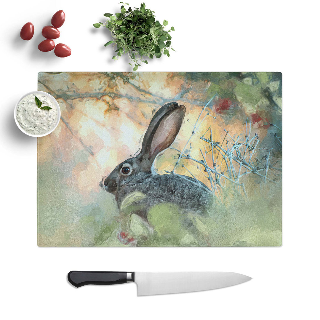 Glass Hare in The Bushes in Abstract Chopping Board