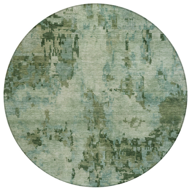 Machine Washable Indoor/Outdoor Earleville ACN2360 Casual Rug, Round 8'