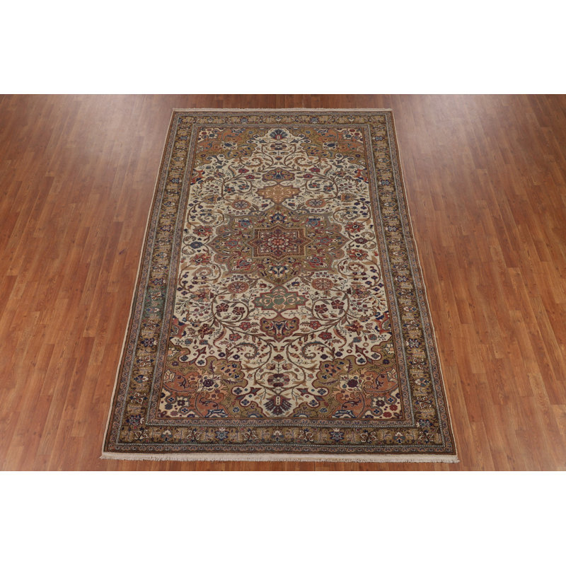 Tapis oriental vintage en laine à motif floral Anatolian 7 x 10